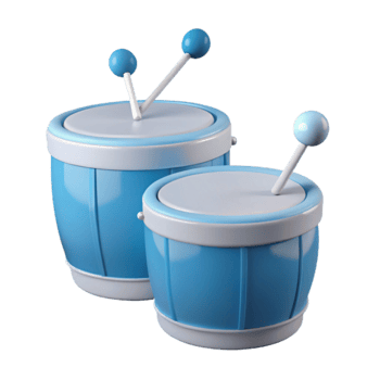 Blue Toy Drums with Sticks png