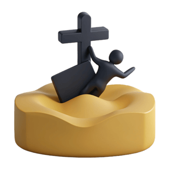 3D Illustration of a Stick Figure Trying to Escape a Grave png