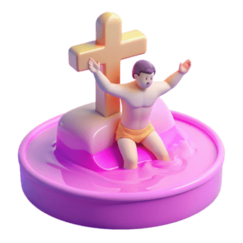 3D Render of a Character in a Pool of Liquid with a Cross png