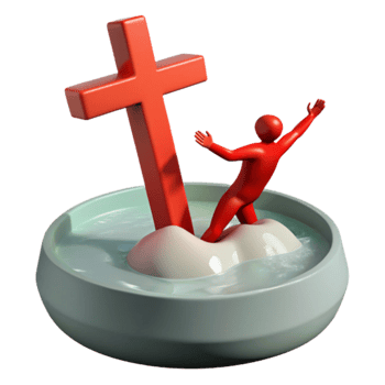 3D Render of a Person Standing on a Cloud with a Cross in the Background png