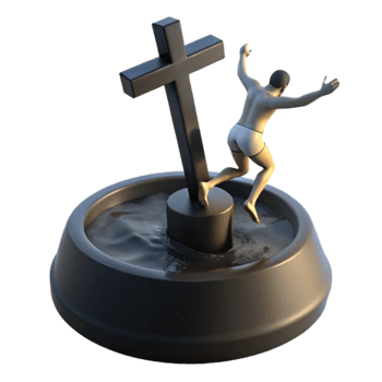 Man Jumps into Pool with Cross in Center png