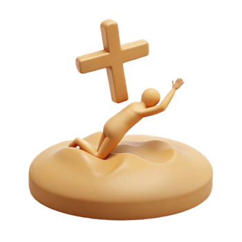 3D Render of a Person Reaching Up Towards a Cross png