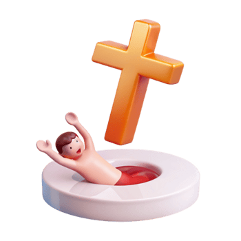 3D Render of a Person Drowning With a Cross Above png