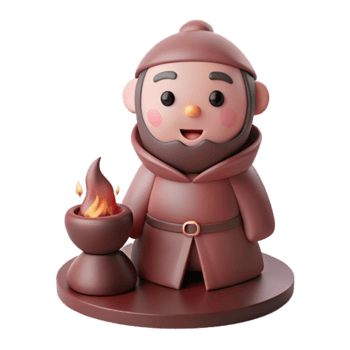 Cute 3D Character with a Torch png