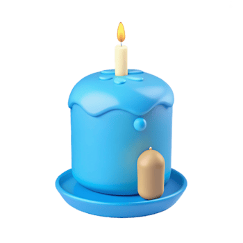Blue Birthday Cake with a Candle png