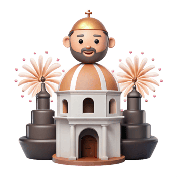 3D Render of a Church Building with Fireworks png