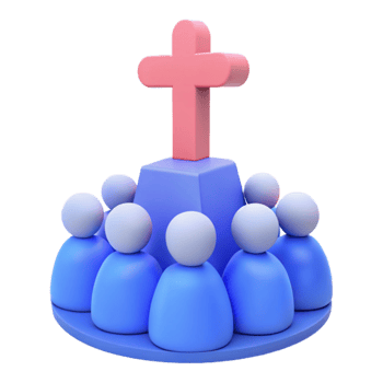 3D Illustration of a Group of People Surrounding a Cross png