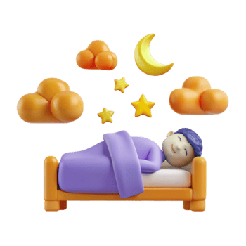 Sleeping Person in Bed with Clouds and Stars png