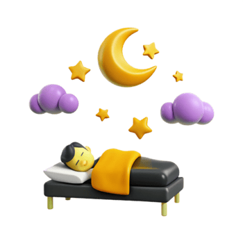 Sleeping Person Illustration with Moon and Stars png