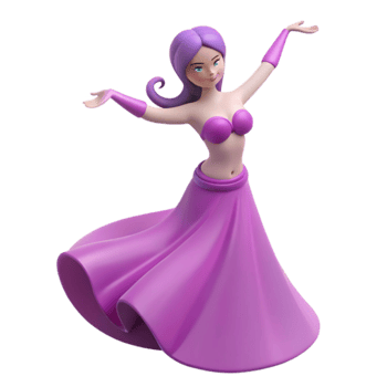 Purple-Haired Animated Character in a Flowing Skirt png