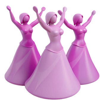 Three Pink Figures With Arms Raised in Celebration png