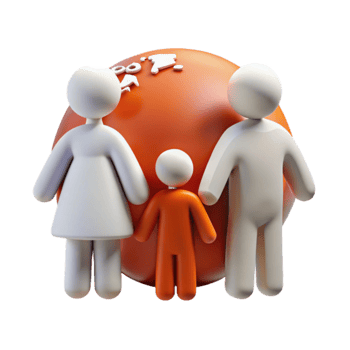 Family of Three Surrounding Globe Global Community Concept png
