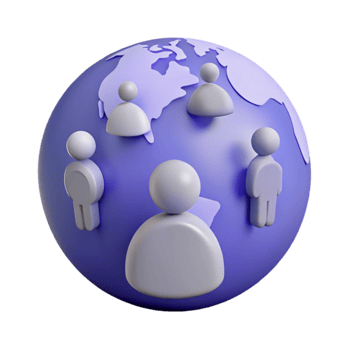 Global Connections People on a 3D Earth Globe png