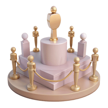 Golden Statues on a Platform with Rope Barrier png