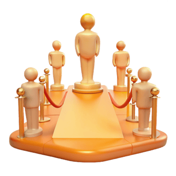 Golden Statues on a Red Carpet Platform png
