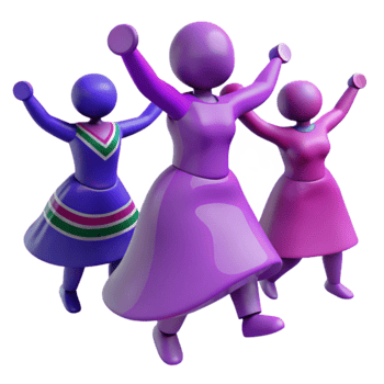 Three 3D Characters Jumping with Joy png