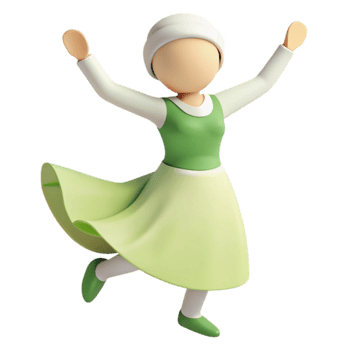 Happy Green Dress Character 3D Model png
