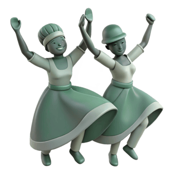 Two Women in Dresses Dancing png