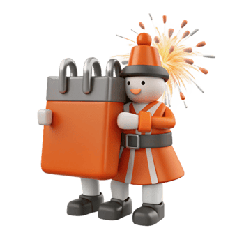Cheerful Snowman Holding a Calendar with Festive Fireworks png