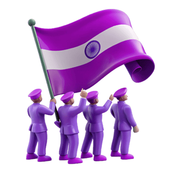 Purple Flag Waving with Four Figures png