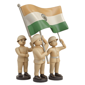 Three Soldiers Holding a Waving Flag png