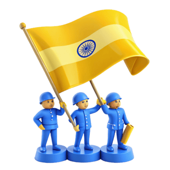 Three Figures Holding a Waving Flag png