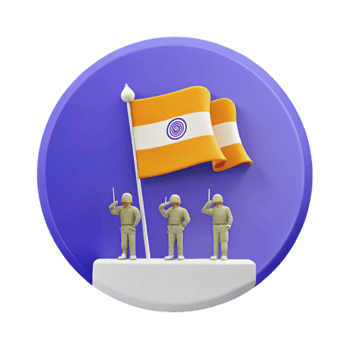 3D Illustration of Soldiers Saluting a Flag with a Circle Design png