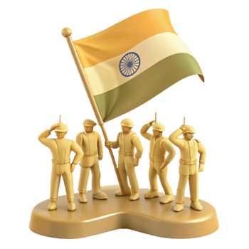 Saluting the Flag A 3D Illustration of Soldiers Honoring the National Colors png