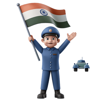 Celebrating National Pride A 3D Illustration of a Soldier Holding the Indian Flag png