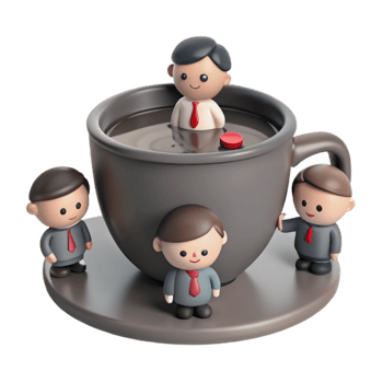 Businessmen in a Coffee Cup A Metaphor for Workplace Stress png