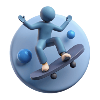 3D Cartoon Illustration of a Skateboarding Figure png