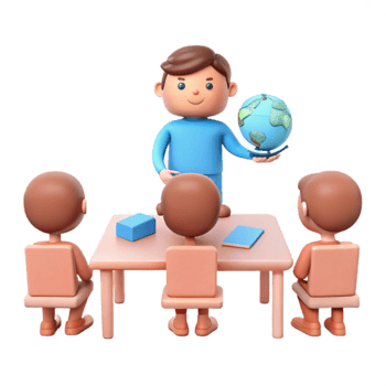 Teacher Holding Globe Teaching Students png