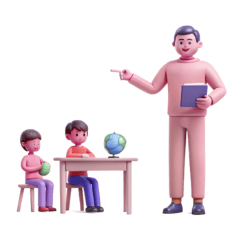 Teacher with Students Learning About the World png