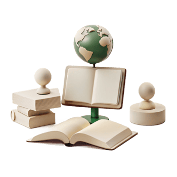Open Book and Globe on a Desk png