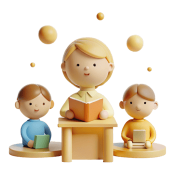 Teacher Reading Book to Students, 3D Illustration png