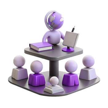 Global Education A 3D Illustration of a Teacher Leading a Class of Students png