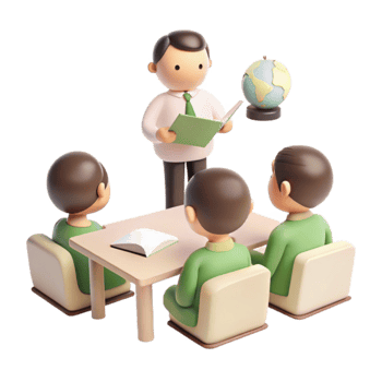 Teacher Leading Students in a Classroom Setting png