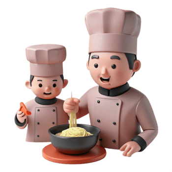 Two Chefs Preparing Noodles A Fun Illustration png
