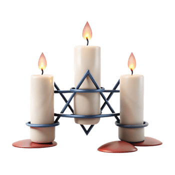 Three Burning Candles in a Star-Shaped Candelabra png