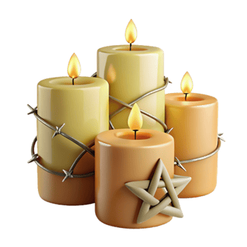 Four Candles Wrapped in Barbed Wire png