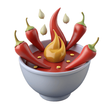 Spicy Chili Pepper Dip with Sauce and Flames png