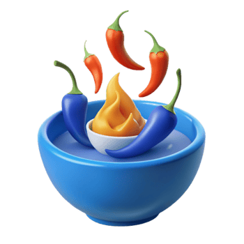 Spicy Blue and Red Peppers with Yellow Sauce png