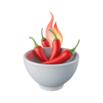 Bowl of Chili Peppers with Flames png