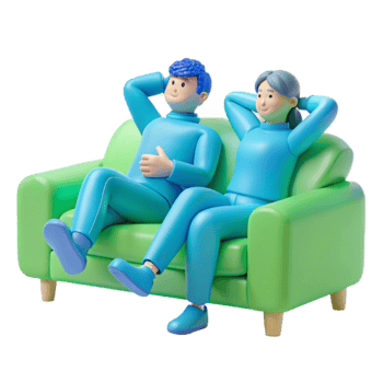 Relaxed Couple Sitting on a Couch png