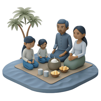 Family Gathering Under Palm Trees png