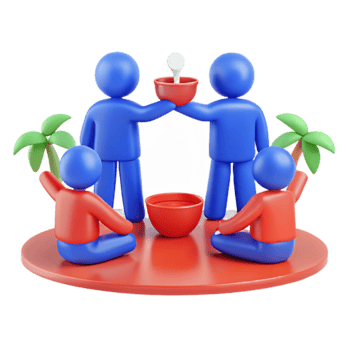 Four People in a Circle with Bowls png