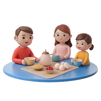 Family Gathering Around Table with Food and Drinks png