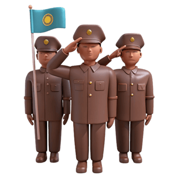 Three Soldiers Standing at Attention with a Flag png
