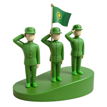 Three Soldiers Saluting with a Flag png