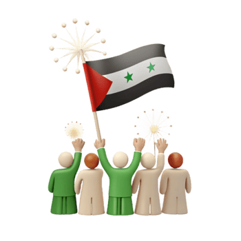 Celebration with a Flag and Fireworks png